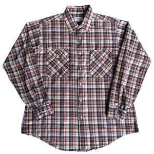 Vintage Western Plaid Work Shirt Wear-Guard Van Heusen 80s USA Made PC-207 XL